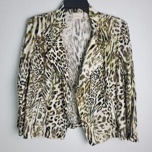 Chico's Animal Print Linen Jacket Size Medium
